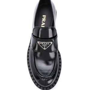 Prada triangle logo plaque loafers